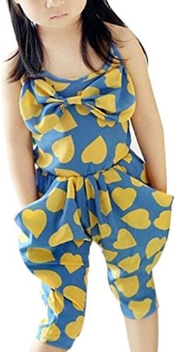 Molil Kids Girl Big Bow Strap Heart Harem Sweet Pants Romper Jumpsuit