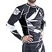 Hayabusa Metaru 47 Silver Rashguard Long Sleeve Shirt, Small, Black/White
