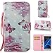 Firefish Galaxy S7 Edge Leather Case, TPU Magnetic Closure Ultra Slim Case Folio Kickstand Card Slots Holder Cover[Wrist Strap] Cash Full-Body Protective Cover for Samsung Galaxy S7 Edge-Butterfly