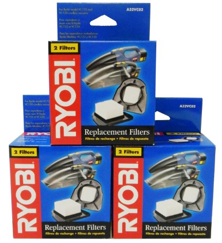 6 Pack Ryobi Replacement Vacuum Filters A32VC02