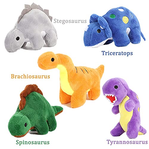 Tezituor Dinosaur Plush Toy Set, Portable Dinosaur Volcano House with 5