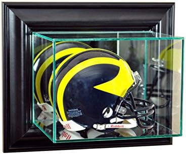 Wall Mount Uv Real Glass Mini Football Helmet Display Case Black Wood