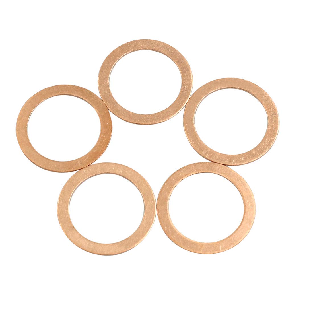 X AUTOHAUX 5pcs 24mm Inner Diameter Copper Washers Flat Sealing Gaskets Rings