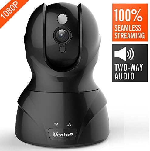 Ventop Indoor Wireless IP Camera - HD 1080p Network Security Surveillance Home Monitoring Featuring Motion Detection, Night Vision, PTZ, 2 Way Audio, iPhone Android Mobile App - PC WiFi Access
