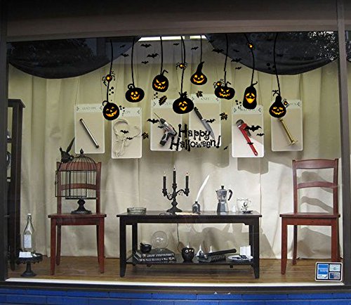 TOTOMO Halloween Wall Window Decals Stickers Cling Decorations for Indoor Party Decor Black Bats Witches W201 - Thumbnail 3