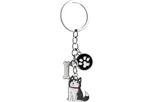 Harikaji Dog Keychain Ring, Cool Cute Pet Dog Keyring Bag Charm Mini Metal Key Ring Keyfob