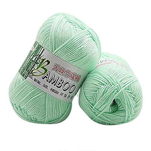 FTXJ 1PC Roll Soft Bamboo Cotton 0.047" Slim Thread Knitting Crochet Yarn Skeins Knitwear Supplies (Mint Green) - Thumbnail 3