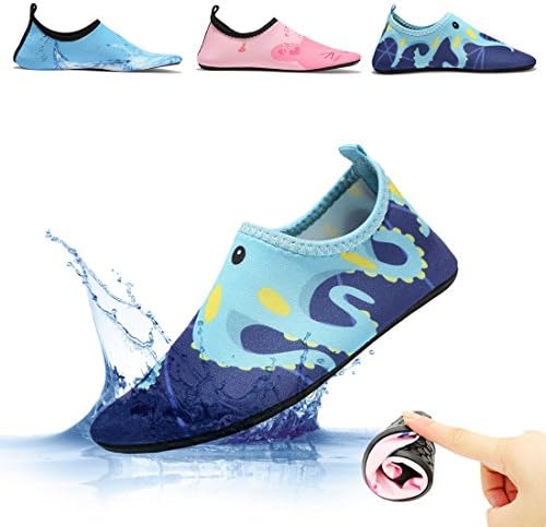 Ceyue Softwear Water Shoes Swim Barefoot Quick Dry Sports Aqua Socks for Kids Toddlers Babys for Beach Pool Indoor Garden(Blue 2627)