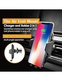Cargador inalámbrico para auto, JANKET Soporte infrarrojo rápido para automóvil Cargador inalámbrico 10W Qi Soporte inalámbrico para teléfono Compatible con iPhone Xs   XR   X   8 Samsung Galaxy S9 S8 + S8 S7 S7edge S6 Todos los dispositivos Qi.