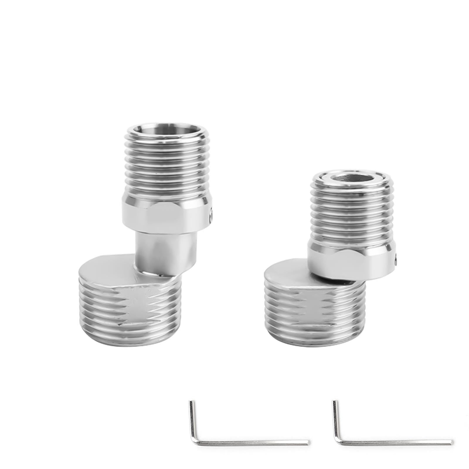 0XBIT 360 Degree Adjustable Angled Curved Foot, 2 Pieces Stainless Steel Faucet Angled Curved Foot, Shower Faucet Adapter, Adjustable Length, Faucet Curved Foot, Suitable for Kitchen, Bathroom