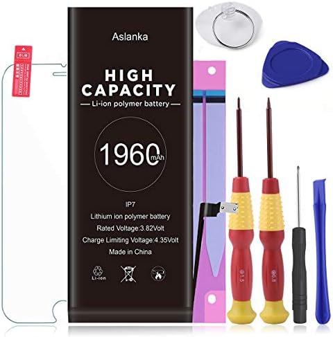 Aslanka Battery for iPhone 7, Battery Replacement New 0 Cycle,with Repair Tool Kits Include Adhesive & Instructions and Screen Protector -[2 Year Warranty]