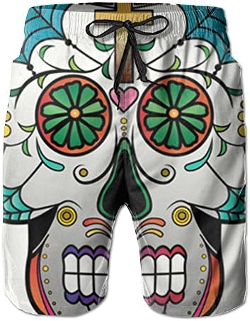 Ljxing Sugar Skull Jogging Men Summer Surfing Quick-Drying Swim Trunks Shorts Beach Pants With Pocket