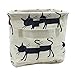 Mziart Small Foldable Canvas Storage Basket with Handles, Cotton Linen Storage Bin Organizer for Nursery Kids Shelves & Desks (Blue Cat)