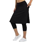 Xioker Women Athletic Knee Length Skirts with Leggings,Skorts Leggings&Skirted Capris Skorts for Women Yoga Pockets