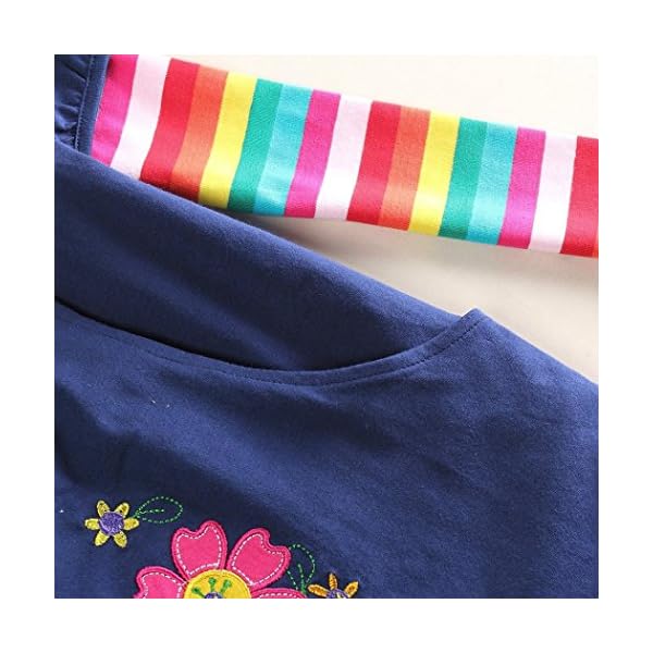 Vovotrade Infant/Toddler Baby Girls Adorable Cute Flower Print Embroidery Long Sleeve Princess Dress T-Shirt Dress - Image 4