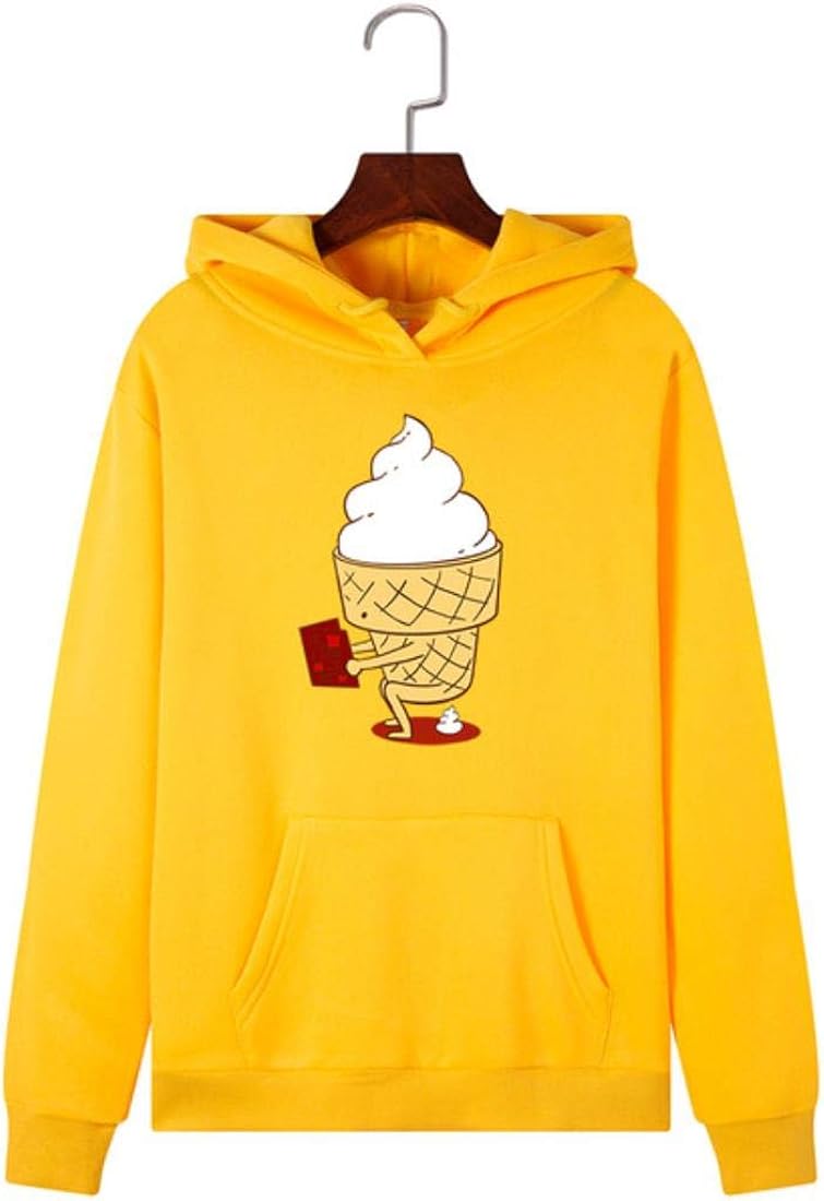 Women Hoodies Sweatshirts Hooded Sweatshirt Funny Ice Cream Print Top