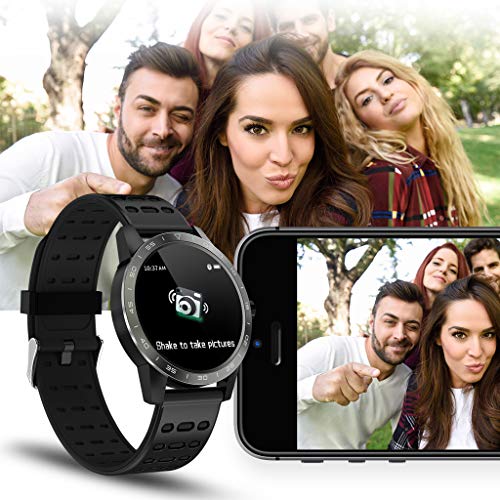 Sunward Waterproof Sport Smart Watch Blood Pressure Heart Rate Monitor for iOS Android,Smart Pedometer for Kids, Women and Men (Black)