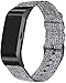 bayite Canvas Bands Compatible with Fitbit Charge 2, Soft Classic Replacement Wristband Straps Women Men, Charcoal with Black Connector Large (6.7-8.1 Inch) primary