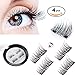 Magnetic Eyelashes 3D Reusable Fake Dual Magnet Eyelashes,Ultra Thin No Glue 0.2mm False Lashes Natural Looking and Handmade(1Pair 4Pcs)