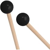 Luomorgo Steel Tongue Drum Mallets, Black, 1 Pair Percussion Mallet | For Glockenspiel &amp; Xylophone, 14.5 Inch Wood Handle, Rubber Head, for Bell Stick