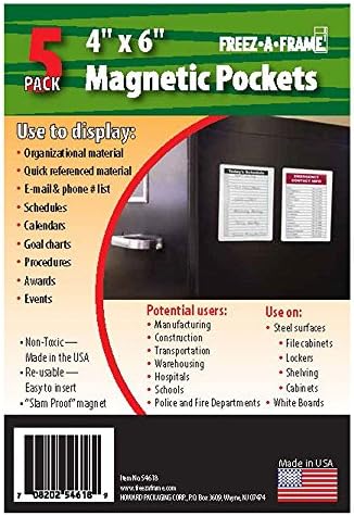 Freez A Frame Clear Magnetic Pockets 5 Pack (4" x 6)