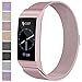 Maledan Compatible with Fitbit Charge 3 Bands, Rose Gold, Small