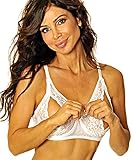 Empire Intimates Lace Peek-a-Boo Bra Open Cup Bare Breasts Nipples - WHITE - 36