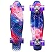 Enkeeo 22 Inch Cruiser Skateboard Plastic Banana Board with Bendable Deck and Smooth PU Casters for Kids Boys Youths Beginners, 220 Ibs. (Galaxy)