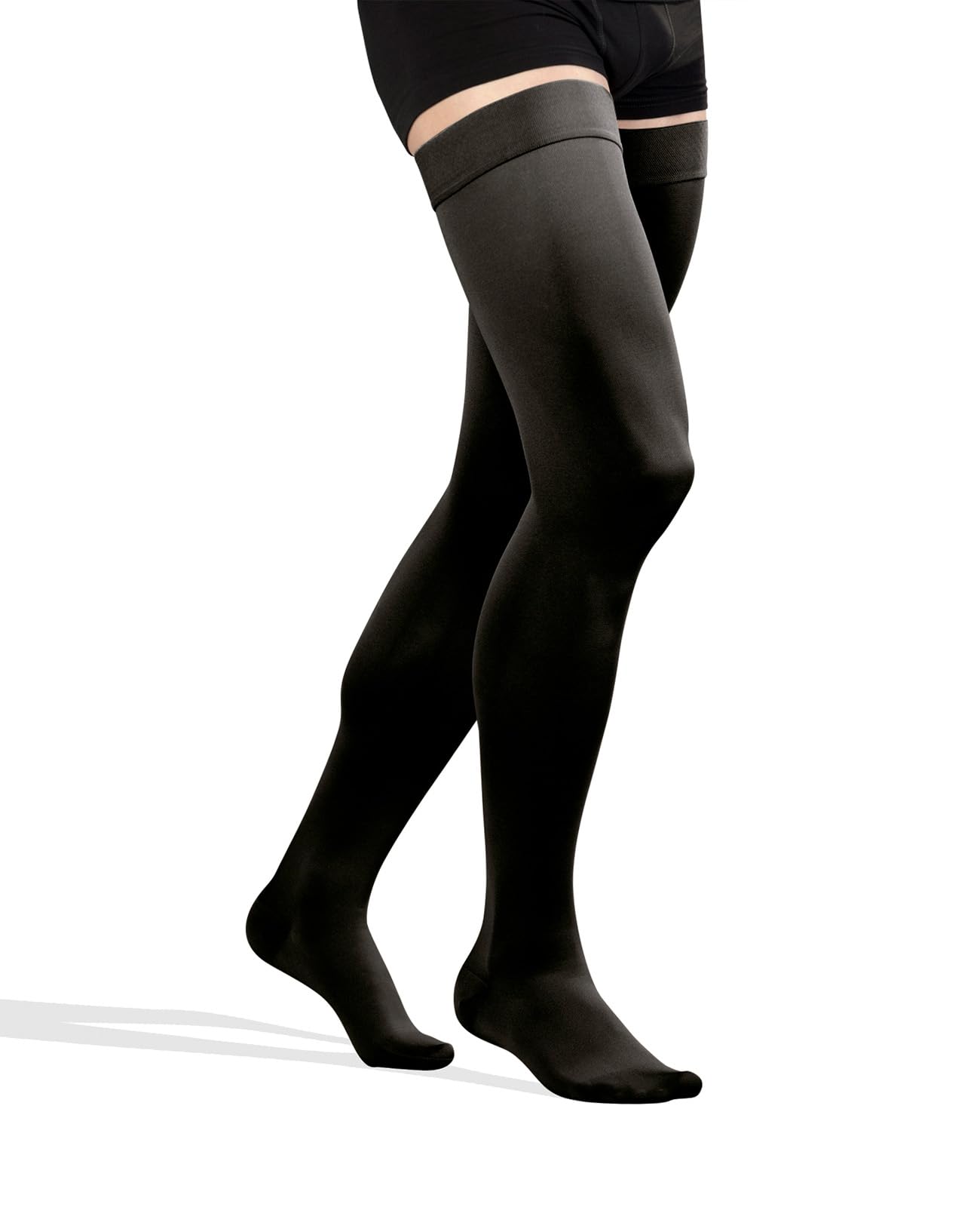 TONUS ELAST 23-32 mmHg Compression Stockings with a Silicone Band, Closed Toe, Firm Grade Class II, CCL 2 Thigh High Support Stockings with Toecap for Women & Men (L (158-170 cm), Black)