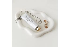 MDFAYE Jewelry Dish Trinket Tray for Women, Ring Dish Holder, Unique Cloud Shape Ceramic Plate Cute Things Vanity Aesthetic Room Decor Mother's Day Birthday (White)
