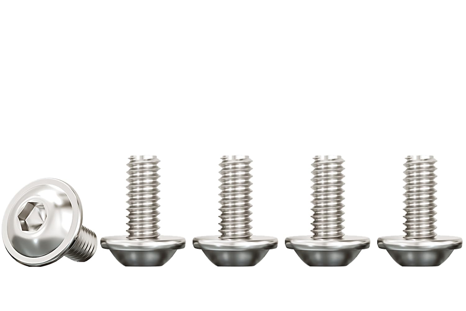 Drenky 50 Pcs Flanged Button Head M4 X 12mm 304 Stainless Steel Bolts, Pan Head Machine Screws, Rustproof, Fully Thread Hexagon Socket