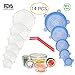 12pcs Silicone Stretch Lids with 2 Bonus, Reusable Insta Lids and Stretchable Food Covers to Keep Food Fresh for Various Sizes and Shape of Containers As Seen On TV, Dishwasher and Freeze