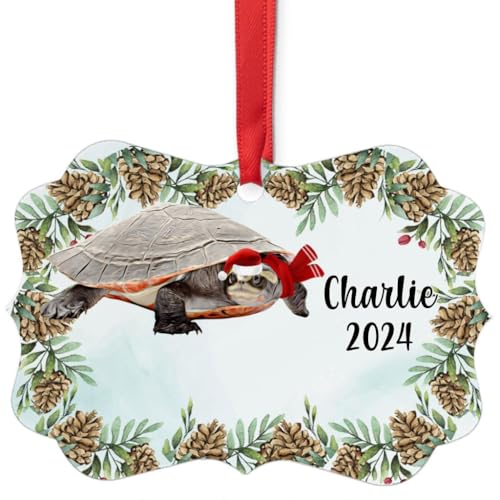 Pink Belly Sideneck Turtle Christmas Ornament 2024