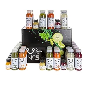 DrDetoxBox 5 Day Detox Juice Cleanse – 45 Freshly Cold Pressed Juices for Fasting, Weight Loss or Metabolic Diet, incl. Manual