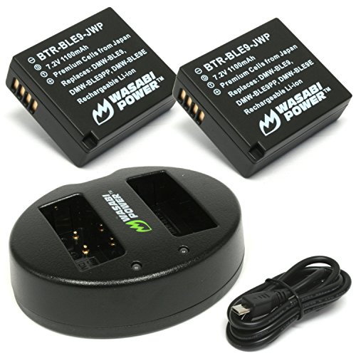 Wasabi Power Battery (2-Pack) and Dual USB Charger for Panasonic DMW-BLE9, DMW-BLG10 and Panasonic Lumix DMC-GF3, DMC-GF5, DMC-GF6, DMC-GX7, DMC-GX85, DMC-LX100, DMC-ZS60, DMC-ZS100