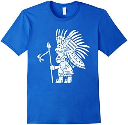 Mens Aztec Warrior T Shirt Tribal Head Gear Tee 3XL Royal Blue