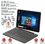 2016 Nextbook Flagship Black Edition Flexx 8.9 Touchscreen 2 IN 1 Tablet Laptop With Keyboard Free Office Moblie (Intel Quad-Core Z3735F Processor, 1G RAM, 32G Storage, IPS Display, Windows 10)