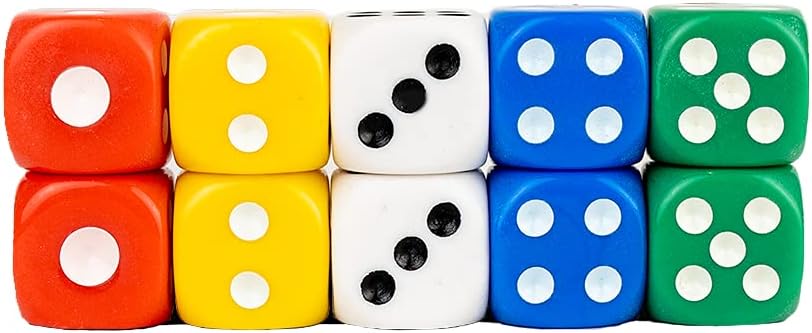 Storm&Lighthouse 10 Pack Six-Sided D6 Dice 1.4cm Colourful Non-Toxic