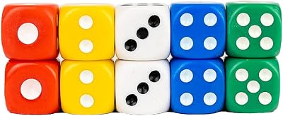 Storm&Lighthouse 10 Pack Six-Sided D6 Dice 1.4cm Colourful Non-Toxic