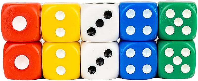 Storm&Lighthouse 10 Pack Six-Sided D6 Dice 1.4cm Colourful Non-Toxic