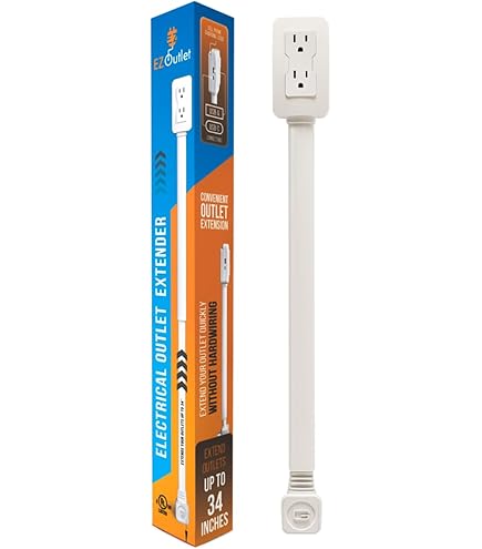 Acceso a salidas difíciles de alcanzar. Extensor de toma de corriente eléctrica, cuenta con USB-A, USB-C y 2 tomas de corriente alterna, se extiende de 22 a 34 pulgadas, gira 180°. Uso