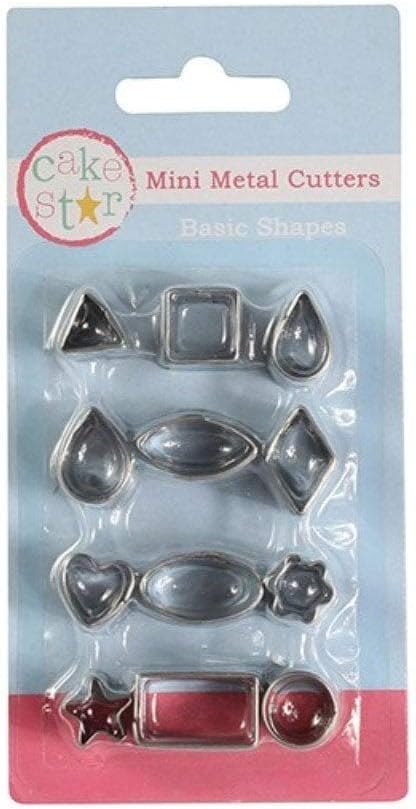 Cake Star Mini Metal Basic Shapes Cutters - 12 piece - Circle, Square, Star, Heart Etc