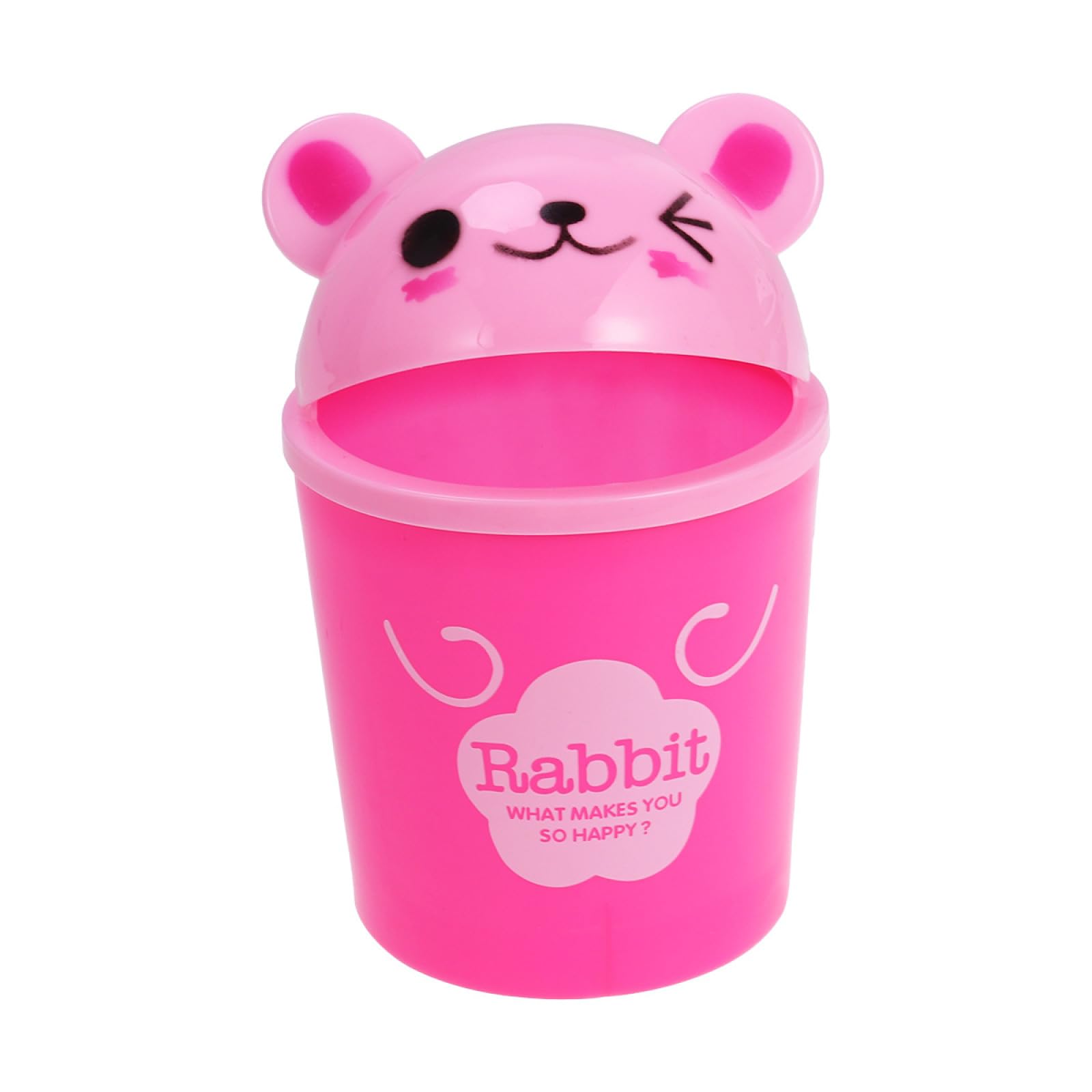 Mini Trash Can Table Bin Animal Mini Garbage Can Rabbit Trash Can Waste Small Desktop Girls Bedroom Bin Cute Space-saving Garbage Trashcan Litter Desk Rubbish Pink