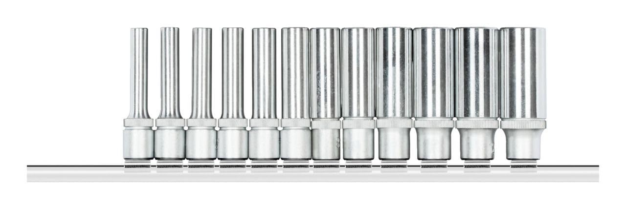 GEDORE Red Socket Spanner Inserts 1/4 Inch Hexagonal Metric Long on Terminal Strip 12 Pieces