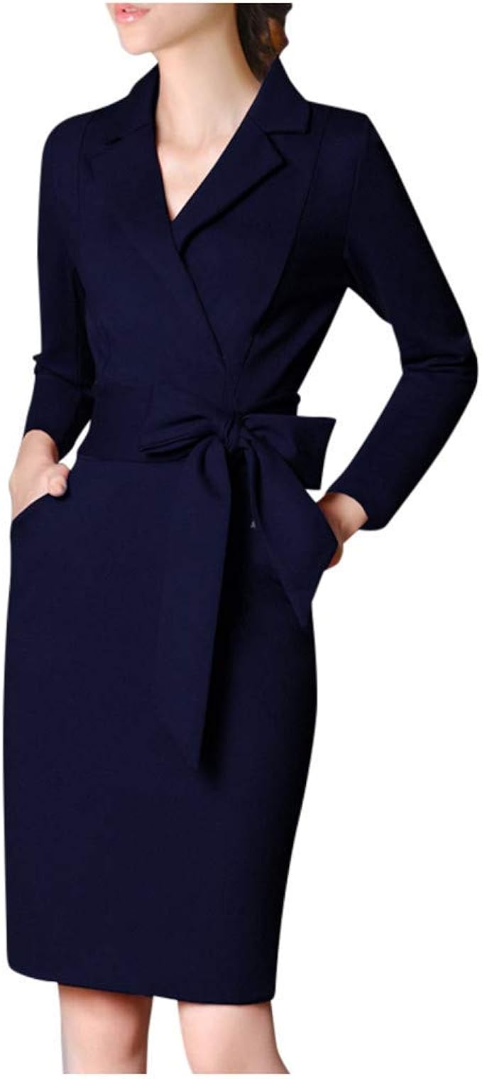 Women's Suit Dress Business Shirt Dress KneeLength Blazer Women E Slim