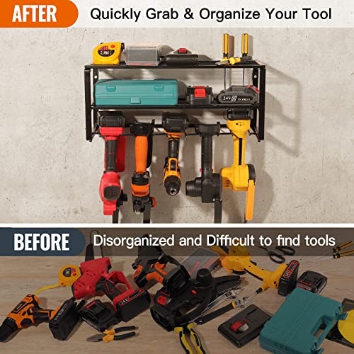 Power Tool Organizer with 5 Slot, Heavy Duty Floating Tool Shelf, Wall Mounted Storage Rack