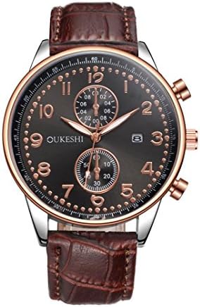 Winhurn Fashion Faux Leather Analog Quartz Women Wrist Watch with Roman Numerals (H)