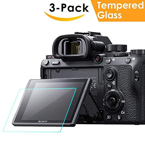 Screen Protector Compatible Sony Alpha a7RIII A7R3 A9 A7II A7RII A7SII A77II A99II RX100 RX100V RX1 RX1R RX10 RX10II Camera, QIBOX Tempered Glass Screen Guard Full Coverage Edge to Edge[3 Pack]