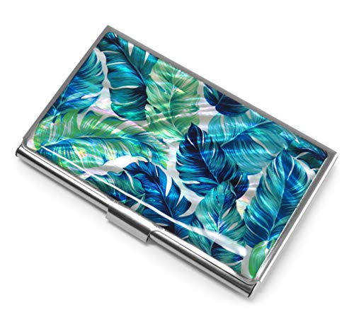 Business-Card-Case-Holder-Wallet-Mother-of-Pearl-Tropical-Leaves