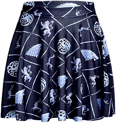 Lady Queen Women's Game of Thrones Win or Dies Pleated A-Line Skirt Dress S Black